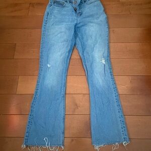 J. Crew High-Rise Flare Crop Jeans with Distressed Hem